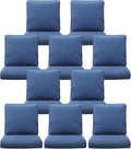 10-Piece Outdoor Patio Cushion Set - Fade & Water Resistant with Removable Olefin Cover, 22x24x4 Inch Memory Foam Cushions for Wicker Sectional Sofa – Blue/Regular