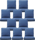 10-Piece Outdoor Patio Cushion Set - Fade & Water Resistant with Removable Olefin Cover, 22x24x4 Inch Memory Foam Cushions for Wicker Sectional Sofa – Blue/Regular