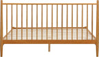 NTC Inno Wooden Bed Frame with Headboard, Solid Oak and Rubber Wood Foundation with Silent Slats and Wood Central Supports, 1000 Lb Capacity, Effortless Assembly, Queen Rustic - Oak