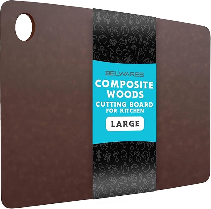 Dishwasher Safe Cutting Boards for Kitchen - Large Composite Wood Cutting Boards - Thin, BPA Free & Eco-Friendly Chopping Board (14.5 x 11.25 Inch, Nutmeg)
