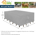 Easy-Going Rectangle Patio Furniture Cover Waterproof Outdoor Dining Table and Chair Cover Anti-UV Outside Sectional Sofa Set Covers (90"L x 64"W x 28"H, Grey)