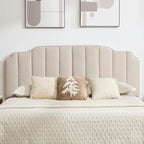 King Size Headboard Light Brown Upholstered Headboard Adjustable Height&Width Linen Headboards Modern Vertical Channel Design Bed Head Board, Light Brown