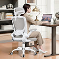 High Back Ergonomic Office Chair, Home Office Mesh Desk Chairs with Lumbar Support, Flip-up Armrests, Swivel Computer Chair for Gaming, Light Gray