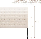 Tufted Upholstered Headboard Full Size, Solid Wood Head Board with Durable Metal Legs, Adjustable Height Full XL headboard from 37” to 51” Fabric Headboard in Modern Button Design, Beige