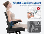 TRALT Ergonomic Office Chair - Desk Chair with Adjustable Lumbar Support Computer Chair - Mesh Comfy Chair with Flip-up Armrests - Gaming Chairs for Adults Home Office (Leather, Black)