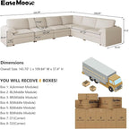 EASE MOOSE Leather Sectional Couch, Oversized Modular Sectional Sofas, Wide Deep Seat Modular Couch, Scratch Resistant Faux Leather Material, L Shaped Sofa for Big Spaces, Beige