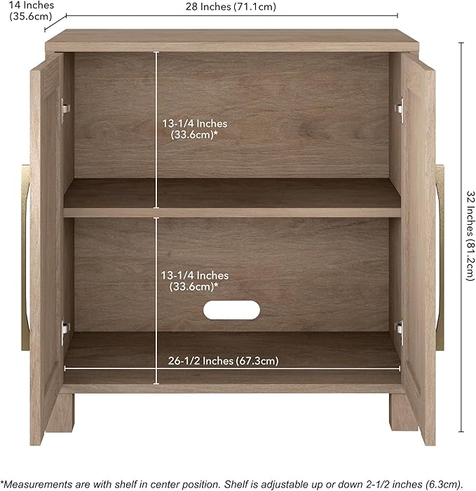 Henn&Hart 28" Wooden Accent Cabinet, Modern Sideboard Buffet Cabinet with 2 Doors and an Adjustable Shelf for Living Room, Dining Room, Bedroom or Entryway, Antiqued Gray Oak