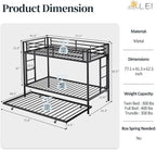 SUNLEI Bunk Bed Twin Over Twins with Trundle, Metal Loft Bed with 2 Secured Ladders, Trundle Beds Twin Safety Guard, Space-Saving, Noise Free for Small Bedroom, Black (Twin Over Twins)