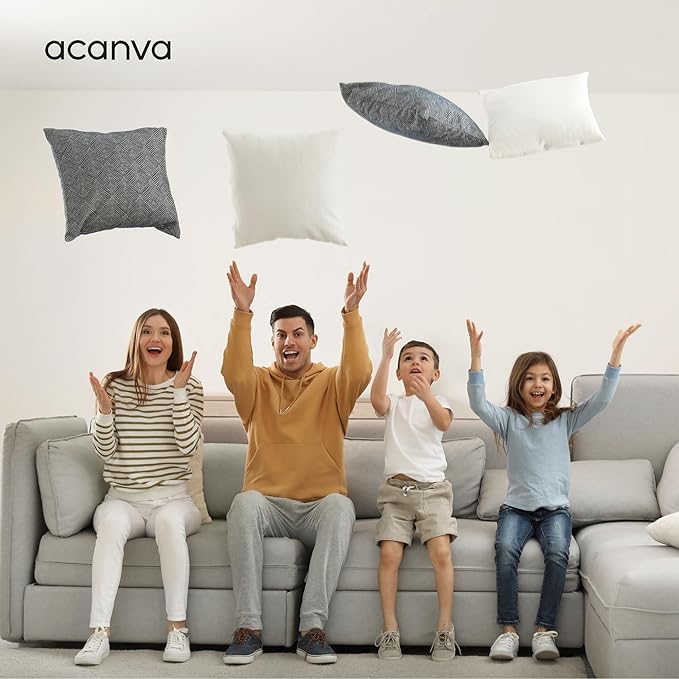 Acanva 20x20 Throw Pillow Inserts Set of 2, Premium Polyester Fiber Fill Square Sham Stuffer Cushion for Sofa, Bed, Couch and Chair, Machine Washable, White