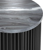 SIMPLIHOME Demy 18-inch Wide Metal Accent Table in Black Marble/Black Metal, Round Side Table with Slatted Base for Living Room, Bedroom, or Entryway, Industrial Style, Assembled
