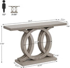Tribesigns 55-Inch Console Table with Geometric Wood Base, Modern Entryway Table with Thick Tabletop for Living Room, Hallway, Foyer (Gray)
