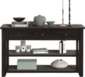 LKTART Solid Wood Console Table,Sofa Table with Storage Drawers and Bottom Shelf,Entryway Table for Entry Hallway Foyer,Easy Assembled (48.8" Distressed Black)