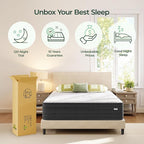 koorlian Queen Mattress 10 Inch - Cooling Hybrid Mattress in a Box for Back Pain Relief - Pocket Spring & Memory Foam | Fiberglass-Free, Medium Firm Feel, CertiPUR-US, 60"×80"×10"