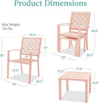Best Choice Products 3-Piece Outdoor Bistro Set, Stackable Modern Steel Furniture for Porch, Garden w/ 2 Chairs, Table, Geometric Decor - Peach