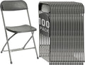 100 Pack Plastic Folding Chairs, Portable Party Chairs, Stackable Commercial Seats with Steel Frame for Home Office Wedding Party Indoor Outdoor Events Chairs, 350lbs Capacity,Gray