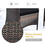 COSTWAY 4PCS Rattan Patio Furniture Set, Outdoor Wicker Rattan Chairs with Coffee Table, Rattan Cushioned Conversation Set for Backyard Balcony Porch Poolside, Black
