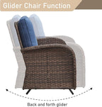 HUMMUH Patio Furniture 7-Piece PE Wicker Outdoor Conversation Set,All-Weather Swivel and Rocking Chairs,Glider Loveseat,Coffee Tables for Backyard,Poolside,Deck