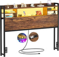Aheaplus Headboard for Full Size Bed with Storage, Headboards with LED Light, Power Outlets, USB Ports Full Size Head Board, Wood headboard Only Sturdy and Stable Headboards, Modern, Rustic Brown