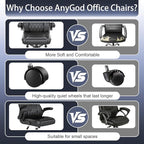 AnyGod Executive Leather Office Chair, Ergonomic Mid-Back Desk Chairs Comfy for Home Office with Flip-up Armrests, Lumbar Support, Adjustable Height and Swivel Rolling Wheels