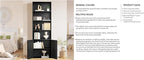 Bookshelf, 6-Tier Floor Bookcase with 2 Bottom Doors, 9.29"x23.62"x70.86", Storage Cabinet Bookshelves for Home Office, Living Room, Bedroom-Black