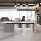 70.87 Inch Modern Executive Office Desk, Computer Writing Desk for Home Office, Business Furniture Workstation Stainless Steels Sturdy Frame 1.97IN Thick Desktop(Right, 70.87×35.5×30 in)