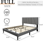Full Size Platform Bed Frame with Modern Upholstered Headboard, Wooden Slats Support, Noise Free, No Box Spring Needed, Easy Assembly, Dark Grey, Linen