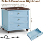 Farmhouse Dresser and Nightstand Sets, Wooden 7 Drawers Dresser & 24" Night Stand with 3 Drawers, 2 Piece Bedroom Furniture Set, Chest of Drawers for Bedroom, Home, Living Room, Hallway