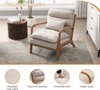 INZOY Accent Chairs Set of 2, Mid Century Modern Accent Chair with Wood Frame, Upholstered Reading Armchair with Waist Cushion, Side Chair for Living Room Bedroom Office, Easy Assembly, Beige