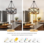 Light Fixtures Ceiling Mount Kitchen, 4 Light Black Semi Flush Mount Ceiling Light Fixture,Modern Dining Room Chandelier Over Table,Vintage Farmhouse Chandelier for Dining Room