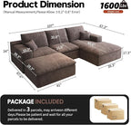 107'' U-Shaped Modern Modular Sectional Cloud Couch Whit Ottoman, 4-Seat Chenille Deep-Seat Sofa with Pillow for Living Room, Bedroom, Apartment, Camel