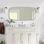 ANDY STAR Brushed Nickel Bathroom Mirror, 24x48 Oblong Mirror with Stainless Steel Metal Frame, Silver Oval Vanity Mirror for Over Sink, Modern Anti Rust Wall Mounted