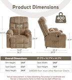 ABCASA Oversized Dual Motor Lay Flat Power Lift Recliner Chair Set of 2 for Elderly with Massage and Heat, Textile Large Recliner Chair, Lift Chairs Recliner with Lumbar Pillow, Cup Holder, Beige