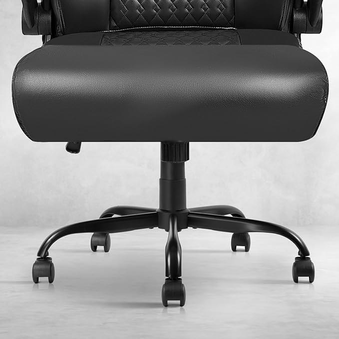 VITESSE Executive Office Chair,Heavy Duty Chair with Flip up Armrest,Ergonomic High Back Computer Gaming Chairs Home Office 400lbs, Big and Tall Office Chair with Lumbar Support（Black）