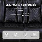 Power Reclining Sectional Sofa, Black Leather Couch with Recliners, Air Leather Sofa Couch with LED Lights/USB Port/Cup Holder for Living Room/Apartment/Office