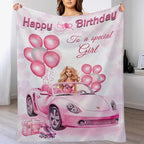 Birthday Blanket Birthday Gifts for Girls Women Pink Throw Blanket for Kids Adults Soft Warm Cozy Fleece Blanket for Couch Sofa Bed 50"x60"