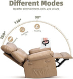 GarveeHome Recliner Chairs, Classic Manual Leather Recliner, Home Theater Seating with Lumbar & Arms Support for Living Room, Bedroom and Nursery - Coffee (Tan, Oversized)
