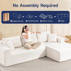 2025 New 108" Cloud Couch Sectional, Modular Sectional Sofa with L-Shaped Chaise, Deep Seat Sectional Modular Couch for Living Room, No Assembly Required (Beige, Right Facing Chaise)