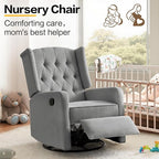 ABAKAN Swivel Rocker Recliner Chair, 360 Degree Nursery Rocking Recliner, Linen Glider Chair with Button Tufted Wingback Chair, for Living Room, Bedroom, Grey