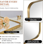 ANDY STAR Gold Bathroom Mirror, 24x36 Brushed Brass Rectangle Metal Frame Mirror for Bathroom, Modern Rectangular Wall Mounted Mirror for Vanity