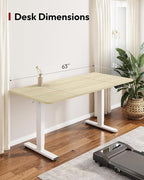 SANODESK Standing Desk Height Adjustable Electric Stand up Desk 63x32 Inches Sit Stand Home Office with Splice Board, White Frame/White Wood Grain