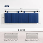 UEV King Headboard Only, Wall Mounted Hanging Upholstered Bed Head Board, Modern Vertical Channel Design of Fine Linen, Elegant Dark Blue Fluted Headboard for Bedroom (Dark Blue, King Size)