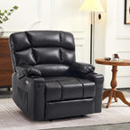 MCombo Oversized Dual Motor Power Lift Recliner Chair Sofa with Massage and Heat for Big Elderly People, Infinite Position, USB Ports, Faux Leather R7677 (Black, Medium-Oversize)