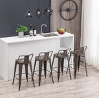 HAOBO Home 30" Low Back Metal Counter Stool Height Bar Stools [Set of 4], Bronze
