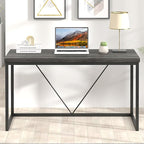 FOLUBAN Home Office Desk, Industrial Vintage Computer Desk, Rustic Wood and Metal Study Writing Table, Simple Work Gaming PC Desks for Bedroom Living Room, Dark Gray 53 Inch