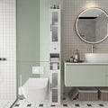 Maupvit Bathroom Storage Cabinet with 2 Frosted Glass Doors, Tall Narrow Storage Cabinet with Doors and Shelves Adjustable, Slim Bathroom Cabinet for Small Spaces, 8 Compartments (White)