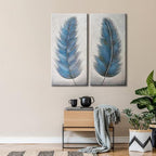 Wieco Art Blue Feathers Abstract Paintings Wall Art on Canvas Mordern Canvas Wall Art for Living Room Bedroom Wall Decor Contemporary Artwork for Home Decorations