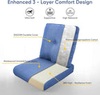 7-Piece Outdoor Patio Cushion Set - Fade & Water Resistant with Removable Olefin Cover, 22x24x4 Inch Memory Foam Cushions for Wicker Sectional Sof - Blue/Buckle