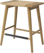 Thor Wicker Premium Solid Wood Counter Stool 24", Backless Counter Height Seating with Hand-Knitted Rope, Eco-Friendly Modern Design (Light Brown)