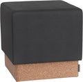 Seville Classics Cushioned Fabric Ottoman Hidden Storage Chest Footrest Chair, Padded Seat for Bedroom, Dorm, Loft, Living Room, Entryway, Hallway, Cork/Steel Grey, 15" Cube