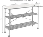 Crosley Furniture Madeleine Sofa Console Table with Storage Shelves for Hall, Entryway, or Living Room, Steel with Faux Marble Top